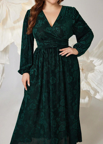 Изумрудное праздничный, кэжуал платье SHEIN с цветочным принтом