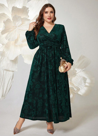 Изумрудное праздничный, кэжуал платье SHEIN с цветочным принтом