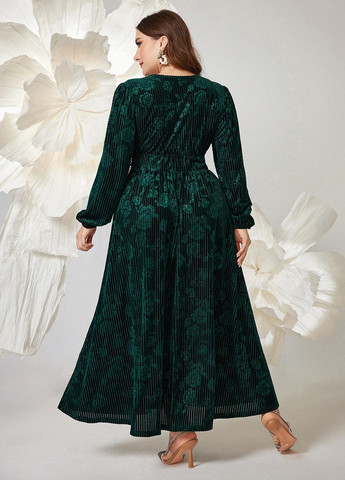 Изумрудное праздничный, кэжуал платье SHEIN с цветочным принтом