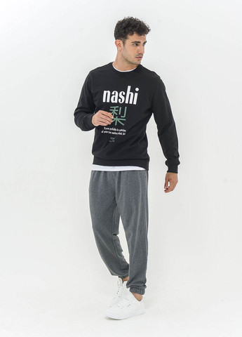 Чорний світшот Piazza Italia напис без декору (329047489)