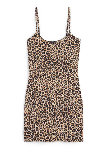 Бежевое кэжуал платье платье-майка, с открытой спиной C&A леопардовый