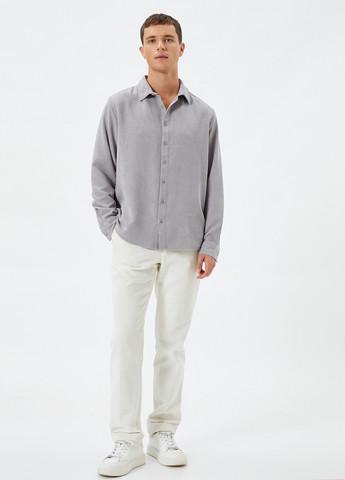 Светло-серая кэжуал рубашка однотонная KOTON