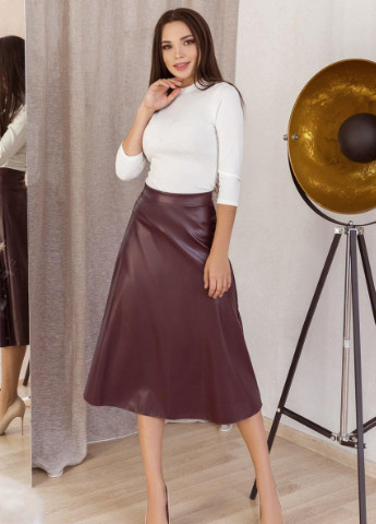 Женская юбка расклешенная из кокожи бордового цвета р.42/44 374412 New Trend (256548257)
