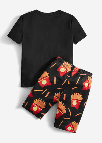 Черная всесезон пижама (футболка, шорты) футболка + шорты SHEIN