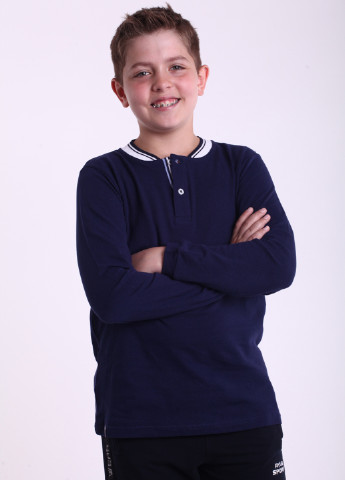 Темно-синяя детская футболка-поло для мальчика DiMax