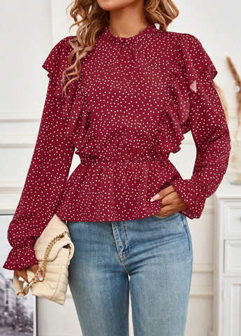 Червона блуза з баскою SHEIN