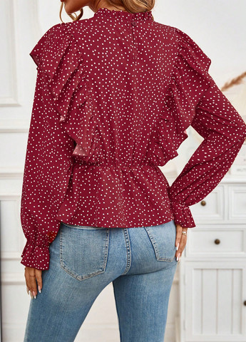 Червона блуза з баскою SHEIN