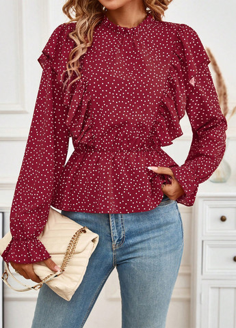 Червона блуза з баскою SHEIN