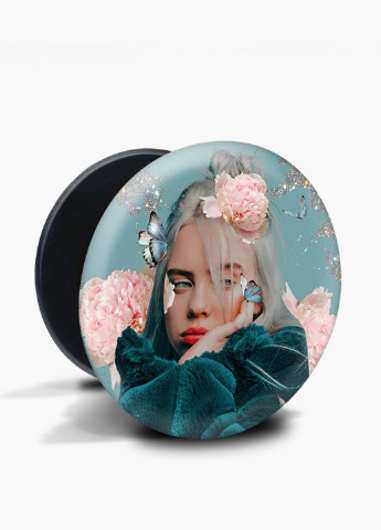 Попсокет (Popsockets) держатель для смартфона Билли Айлиш (Billie Eilish) (8754-1601) Черный MobiPrint (216748478)