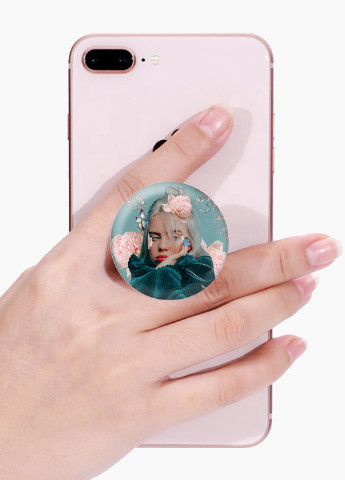 Попсокет (Popsockets) тримач для смартфону Біллі Айлиш (Billie Eilish) (8754-1601) Чорний MobiPrint (216748478)