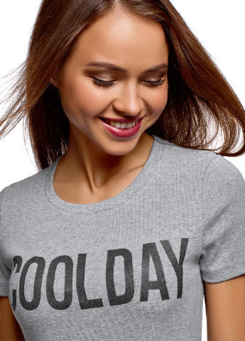 Світло-сіра літня футболка Oodji