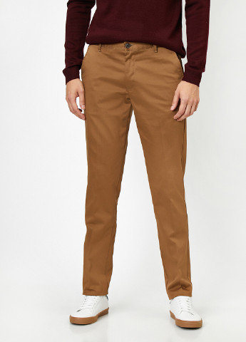 Светло-коричневые кэжуал демисезонные чиносы брюки KOTON