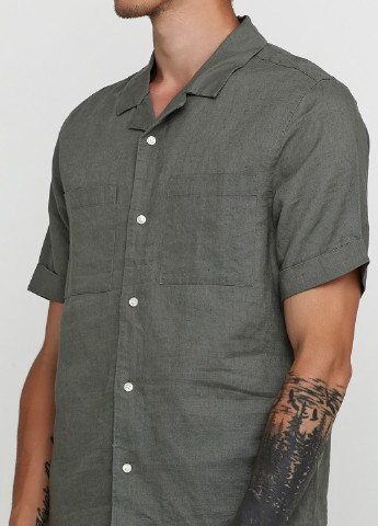 Оливковая кэжуал рубашка однотонная H&M