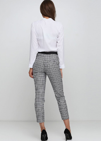 Черно-белые кэжуал демисезонные зауженные, укороченные брюки H&M