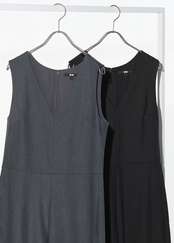 Комбінезон Uniqlo комбінезон-брюки однотонний сірий діловий поліестер