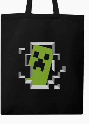 Эко сумка шоппер черная Майнкрафт (Minecraft) (9227-1709-BK) экосумка шопер 41*35 см MobiPrint (216642141)