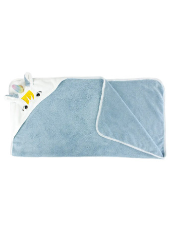 Unbranded полотенце с капюшоном пончо детское банное плед уголок конверт для купания 85х85 см (473231-prob) единорог серо-синий однотонный серо-голубой производство -