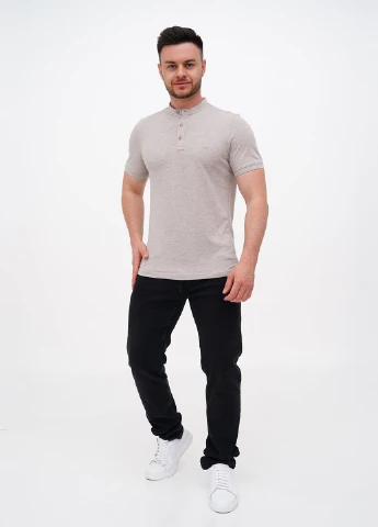 Бежевая футболка-поло для мужчин Trend Collection однотонная