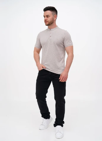 Бежевая футболка-поло для мужчин Trend Collection однотонная