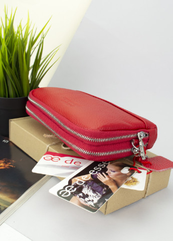 Косметичка-клатч жіноча шкіряна L88003-202 червона на 2 блискавки De Esse (254031384)