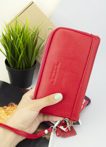 Косметичка-клатч жіноча шкіряна L88003-202 червона на 2 блискавки De Esse (254031384)