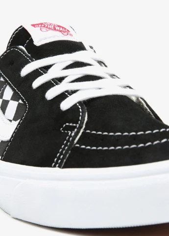 Черно-белые кеды Vans SK8-OX BLACK/CHECKERBOARD с белой подошвой, с логотипом
