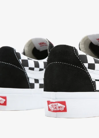 Черно-белые кеды Vans SK8-OX BLACK/CHECKERBOARD с белой подошвой, с логотипом