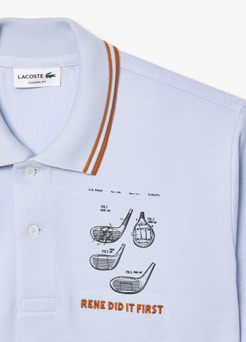 Светло-голубой футболка-поло для мужчин Lacoste с рисунком