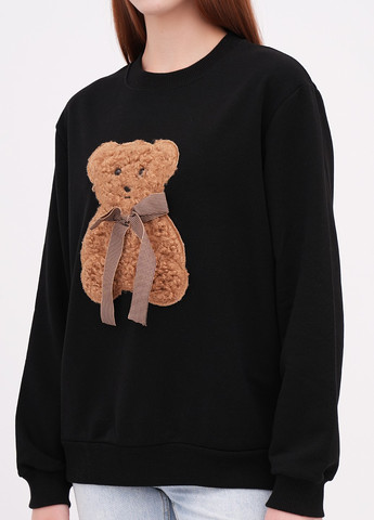 Чорний світшот EQUILIBRI однотонний аплікація, бант (355383096)