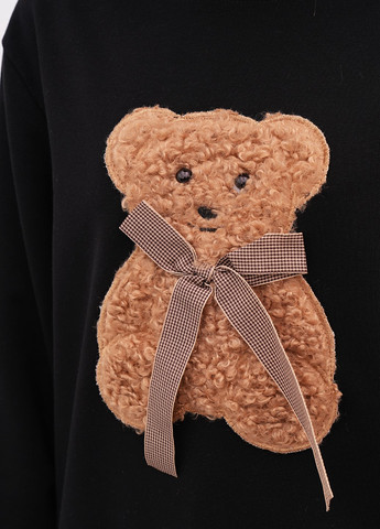 Чорний світшот EQUILIBRI однотонний аплікація, бант (355383096)