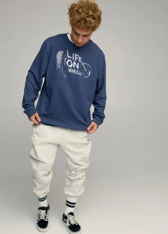 Синій світшот чоловічий oversize /no flis/ YAPPI (252385813)