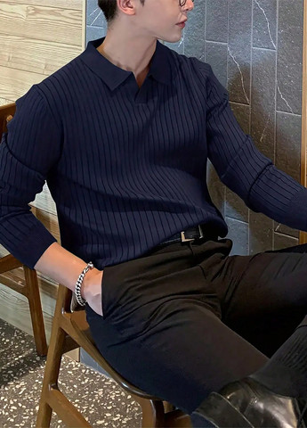 Темно-синий демисезонный свитер SHEIN