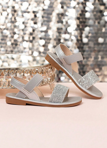 Серебряные кэжуал сандалии SHEIN на резинке