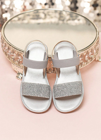 Серебряные кэжуал сандалии SHEIN на резинке