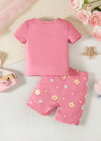 Рожева всесезон піжама (футболка, шорти) футболка + шорти SHEIN
