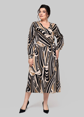 Комбинированное кэжуал платье на запах A'll Posa с абстрактным узором