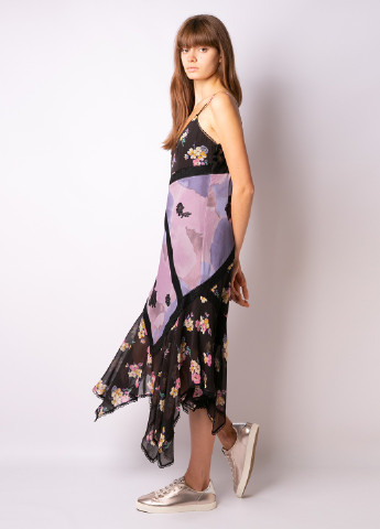 Комбинированное платье 33118 Coach с цветочным принтом
