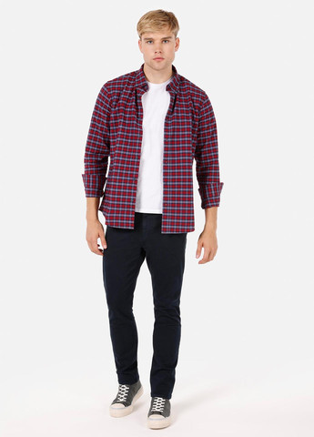 Бордовая классическая, кэжуал рубашка в клетку Colin's