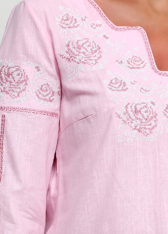 Вышиванка ЕтноМодерн орнамент розовая кэжуал лен, хлопок