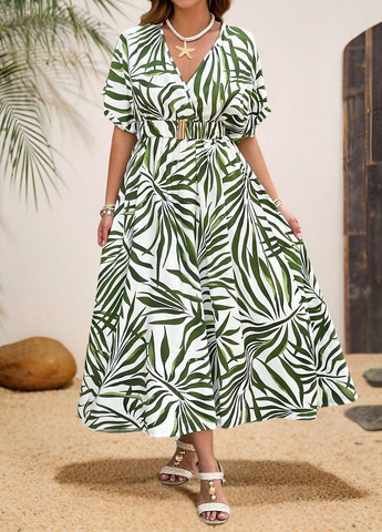 Білий кежуал сукня кльош SHEIN з малюнком