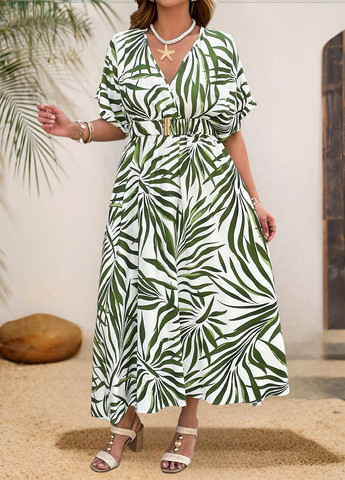 Білий кежуал сукня кльош SHEIN з малюнком