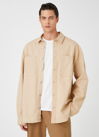 Бежевая кэжуал рубашка однотонная KOTON