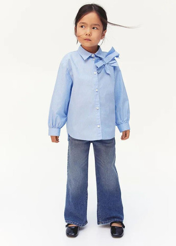 Голубой кэжуал рубашка в полоску H&M