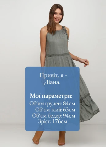 Оливкова кежуал сукня а-силует Miho's однотонна