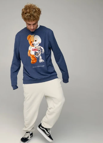 Синій світшот чоловічий oversize /no flis/ YAPPI (252385877)
