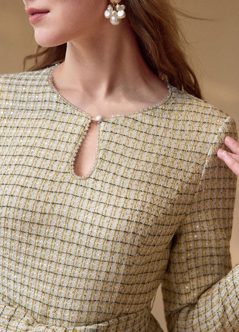 Кремовое кэжуал платье SHEIN в клетку