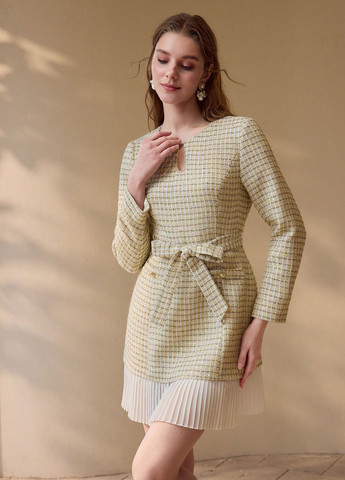 Кремовое кэжуал платье SHEIN в клетку