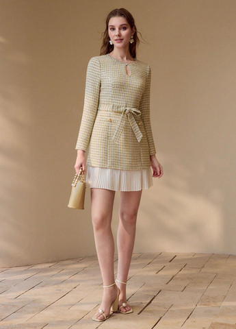 Кремовое кэжуал платье SHEIN в клетку