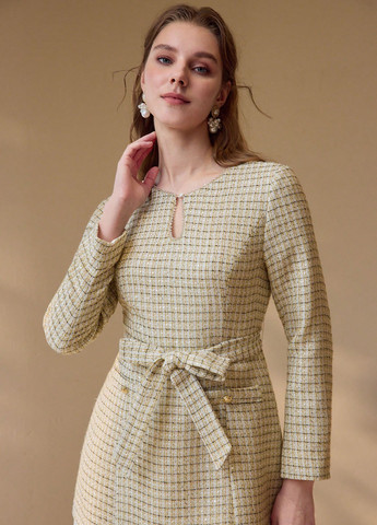 Кремовое кэжуал платье SHEIN в клетку