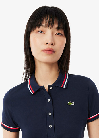 Индиго женская футболка-поло Lacoste однотонная